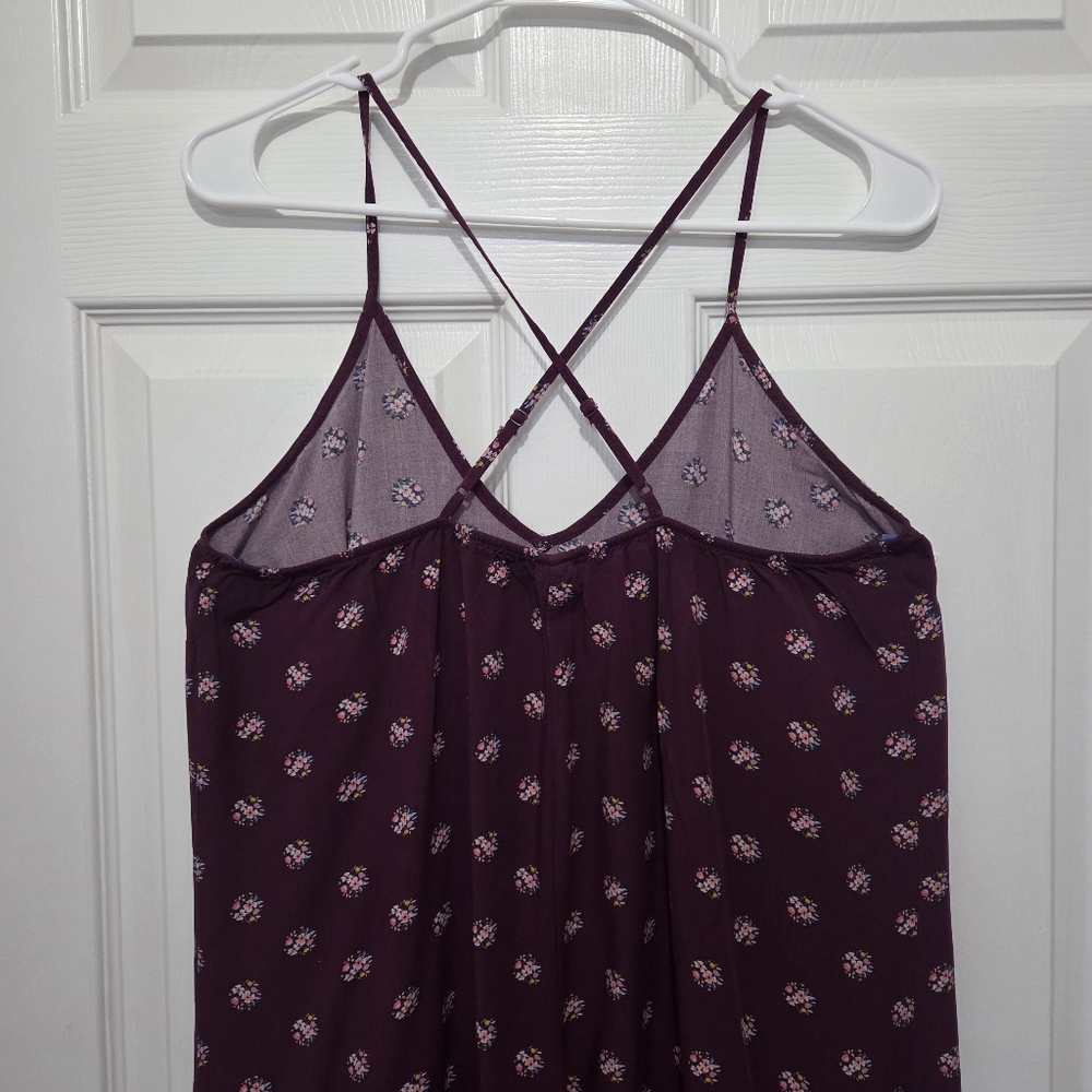 Old Navy Purple Floral V-Neck Maxi Flowy Shift Dress Size Large Boho Summer - Picture 6 of 9